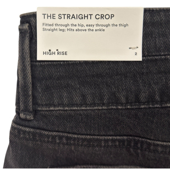 Ann Taylor Sz 2 Sculpting Pocket High Rise Straight Crop Jeans In Washed Black - Picture 6 of 9